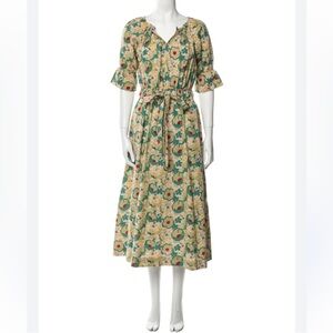 Mirth Handmade Cotton Floral Midi Dress L Peasant